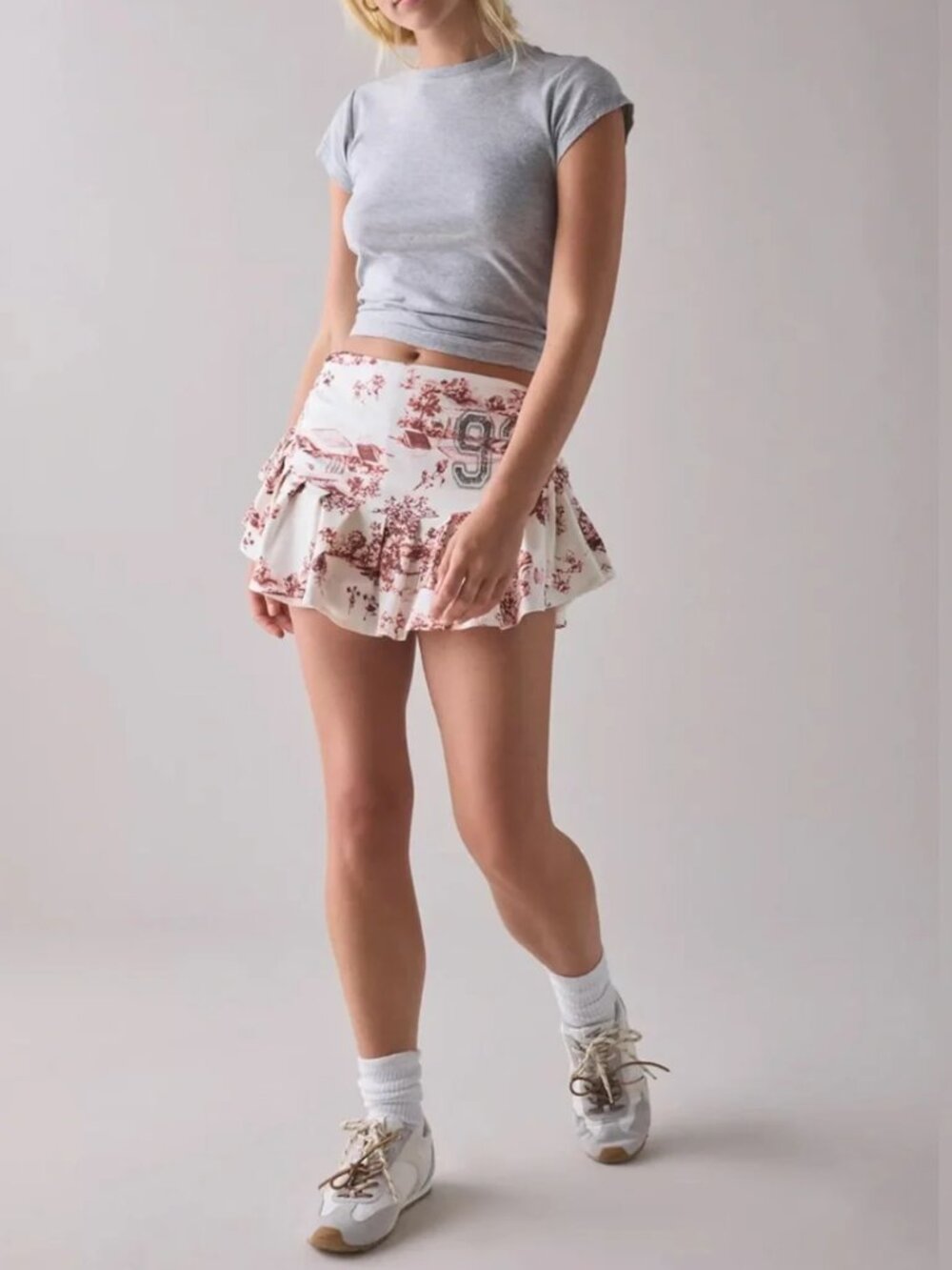 URBAN OUTFITTERS UO Out From Under Bec Pleated Micro Mini Skort Cream NEW